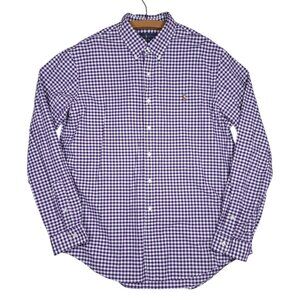 Ralph Lauren Mens Button Down Shirt Oxford Purple Gingham Flesh Flesh Pony XXL